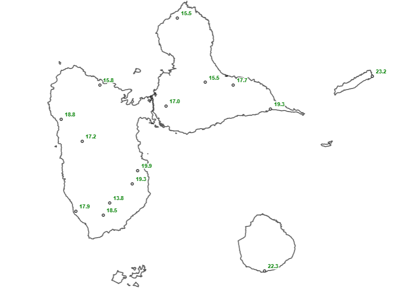 Carte des Températures minimales du 11/01/2022