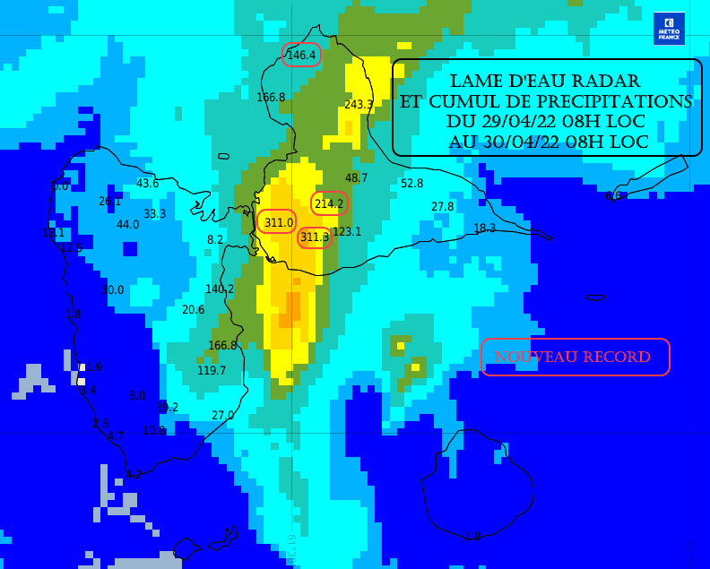 Cumul de précipitations et record 29/04/2022