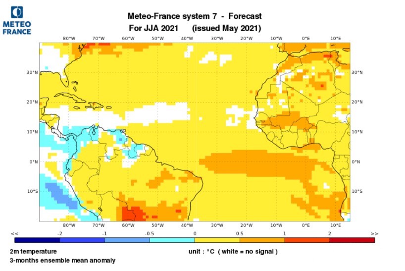 PREVISION DES ANOMALIES DE TEMPERATURES JJA 2021