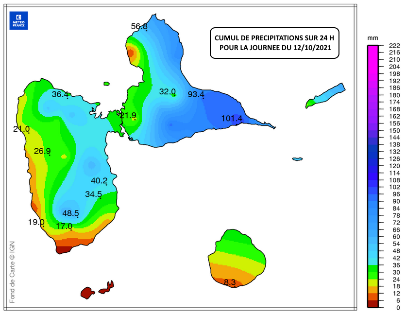 PLUIES SUR 24H LE 12/10/2021