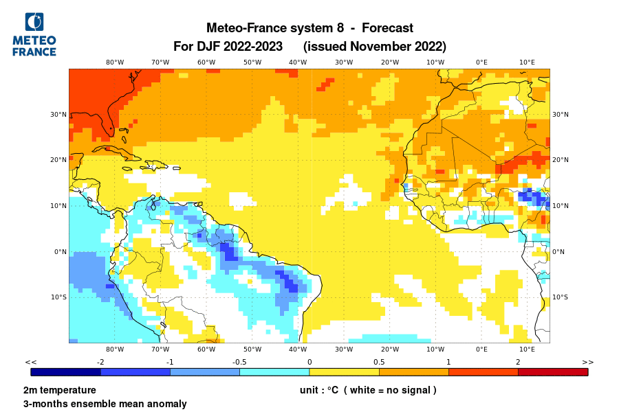Températures pour DJF 2023