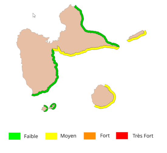 Carte de risque d'échouement pour les 4 prochains jours
