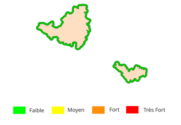 Carte de risque d'échouement pour les 4 prochains jours