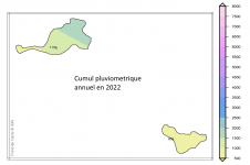 Carte de la pluviométrie annuelle en 2022 pour les Îles du Nord
