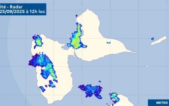 Réflectivité radar du 25 septembre 2025 à 12 h loc