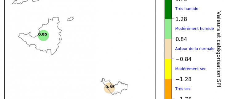 Carte SPI au 15 mars 2021 pour le  mois de février 2021 aux Iles du Nord