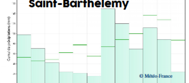 Histogrammes pluviométrique en 2020 à Saint-Barthélemy