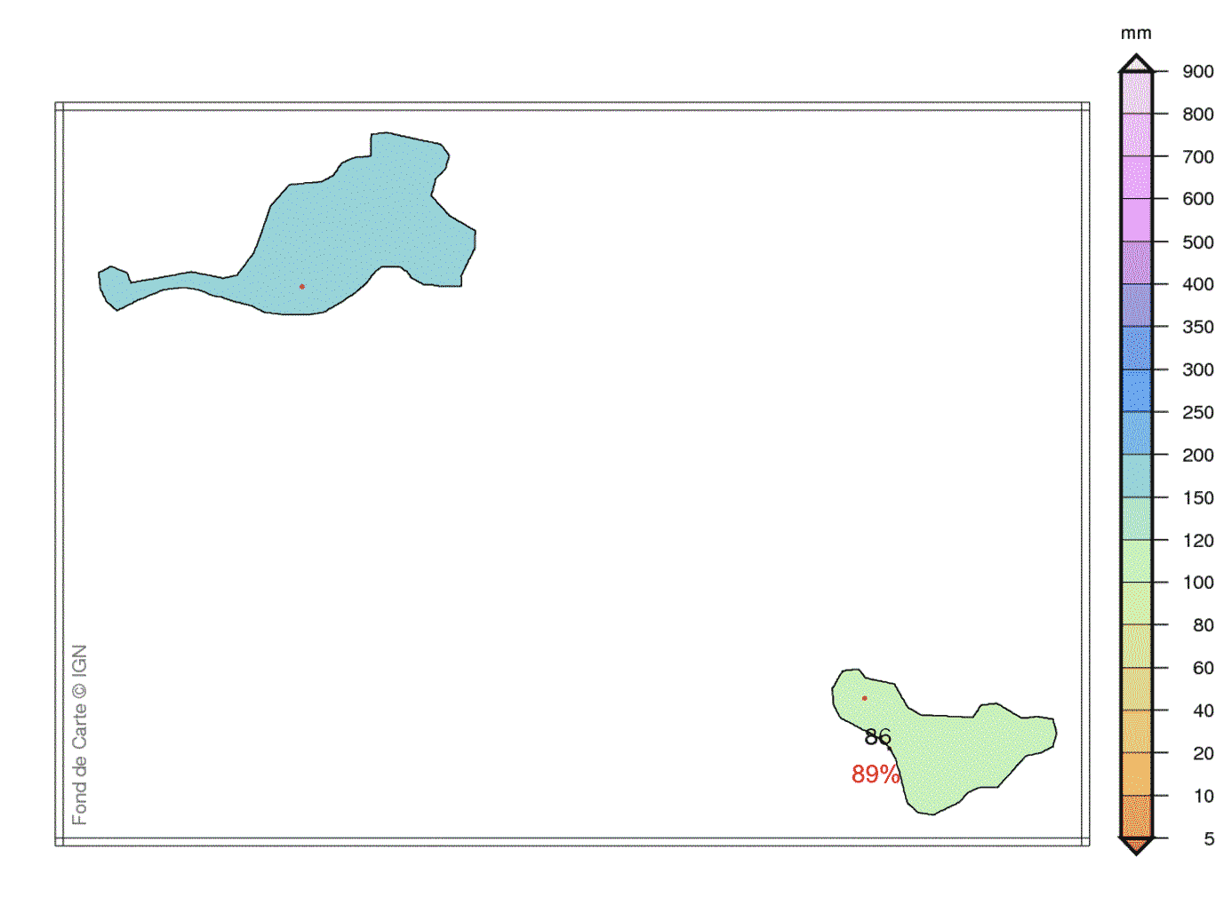 Cumul mensuel aux Îles du Nord