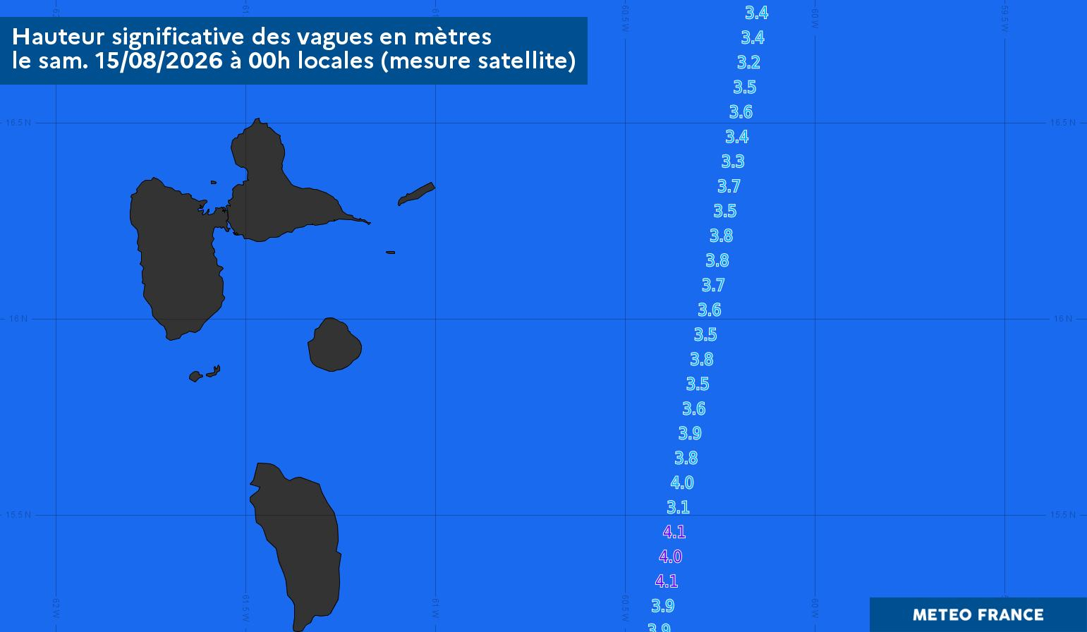 Hauteur significative des vagues en m le 15/08/26 à 00h loc