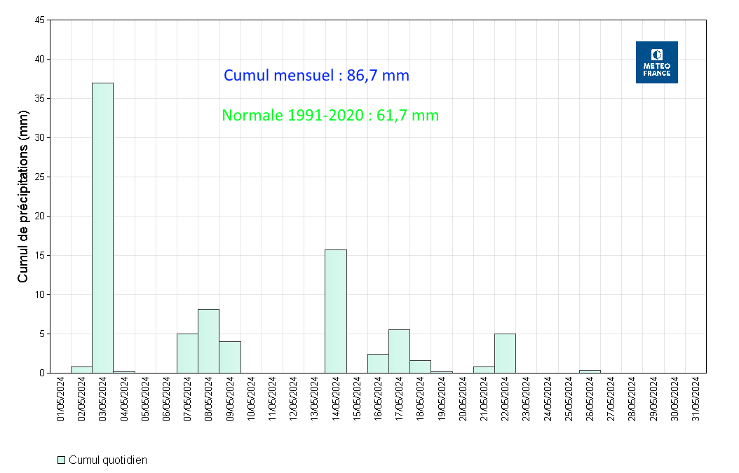 Histogramme des précipitations mensuelles à Saint-Barthélemy Gustavia