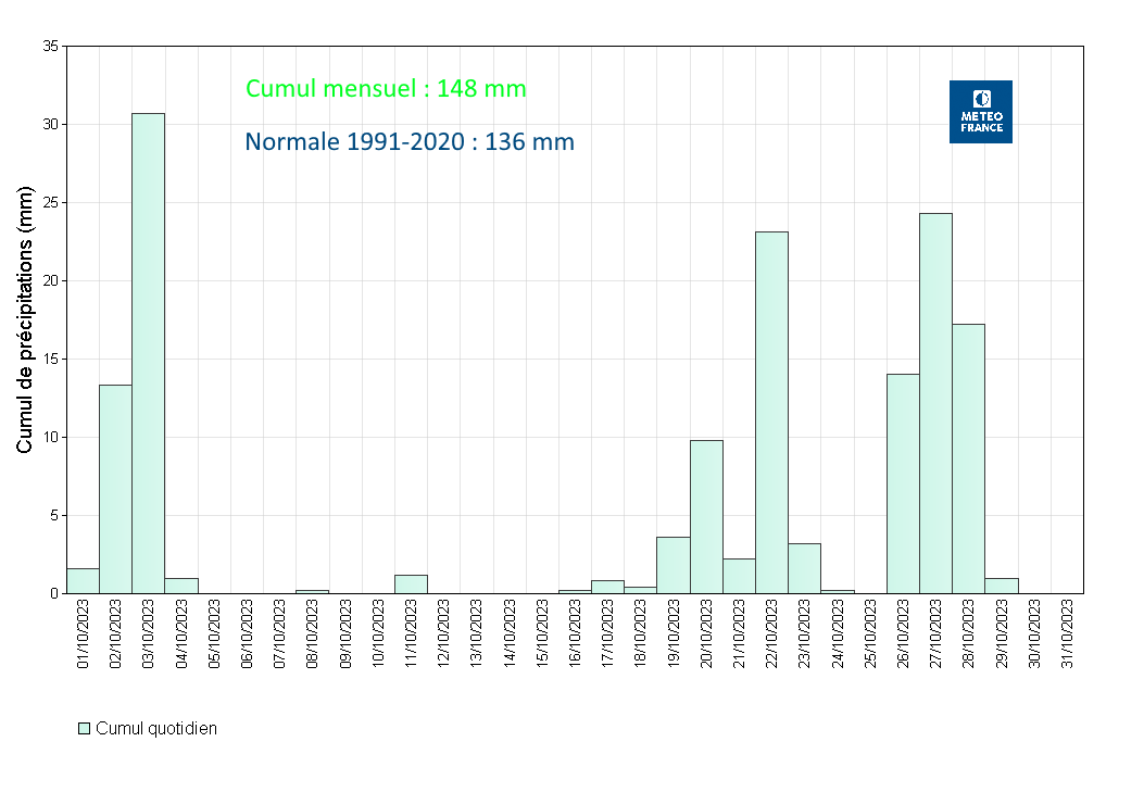 Précipitations quotidiennes à Saint-Barthélemy Gustavia