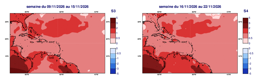 Anomalies hebdomadaires des températures