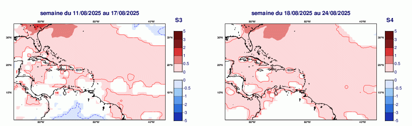 Anomalies hebdomadaires des températures