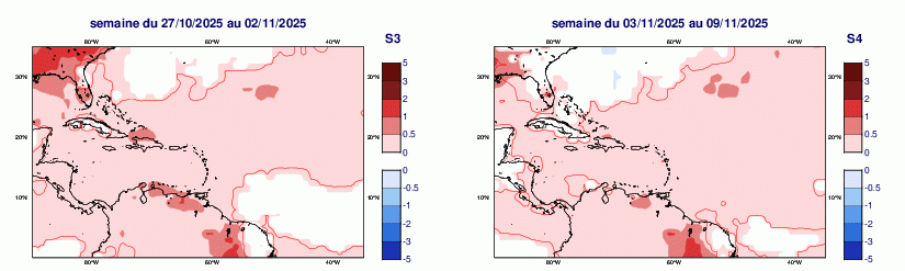 Anomalies hebdomadaires des températures