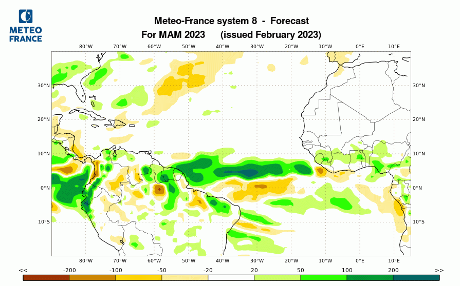 Prévision de précipitation pour mars-avril-mai 2023