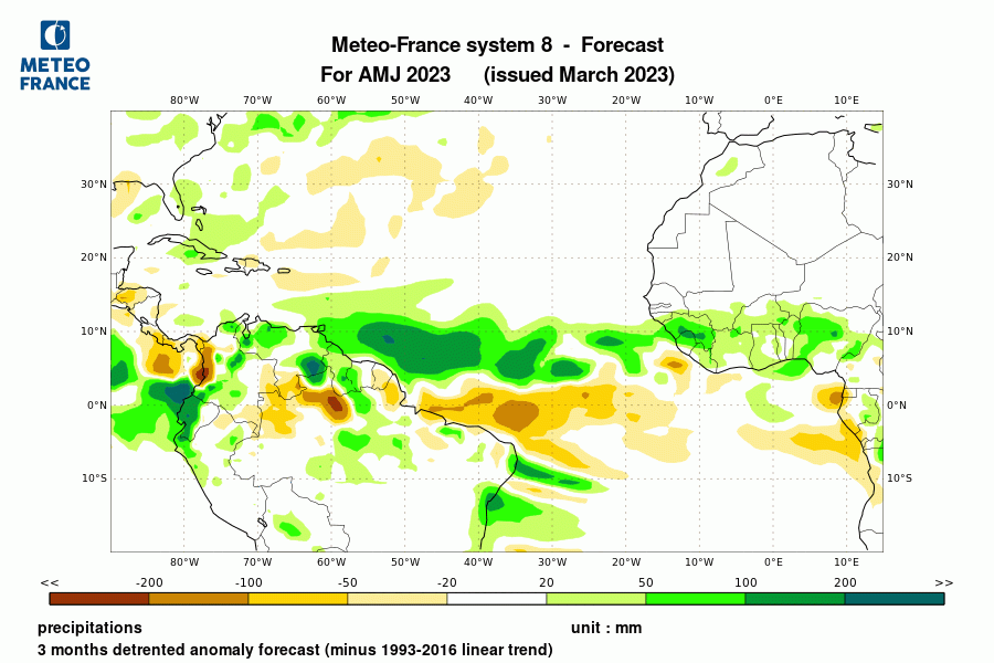 Prévision de précipitation pour avril-mai-juin 2023