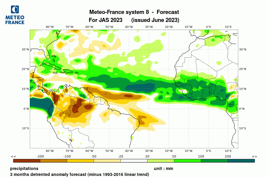 Prévision de précipitation pour juillet-août-septembre 2023 