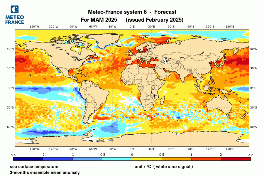 Prévision de l'anomalie de température de surface océanique pour le trimestre