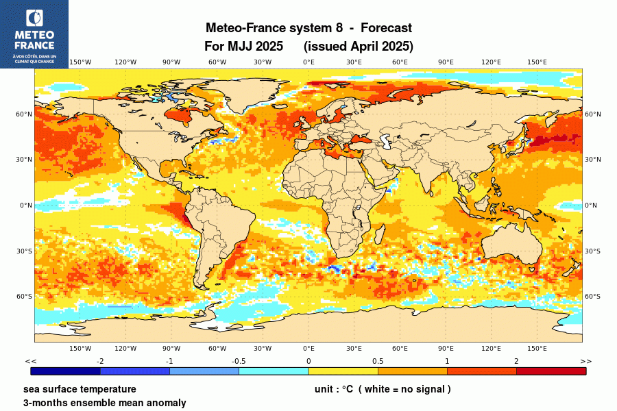 Prévision de l'anomalie de température de surface océanique pour le trimestre