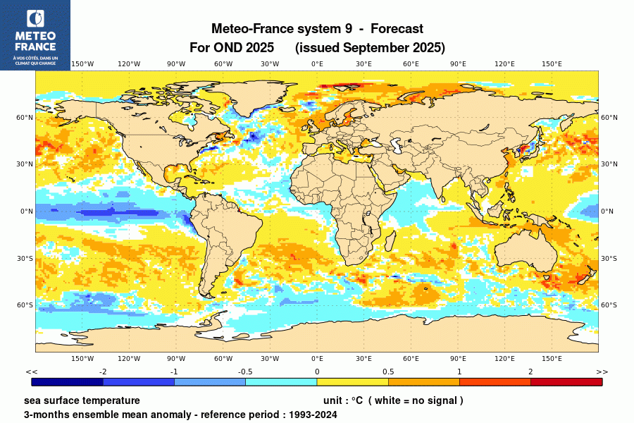 Prévision de l'anomalie de température de surface océanique
