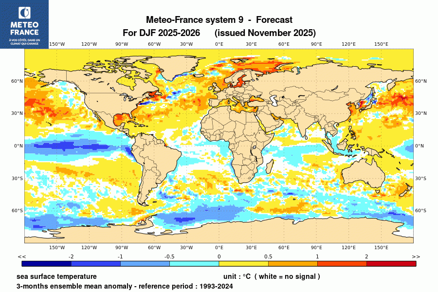 Prévision de l'anomalie de température de surface océanique