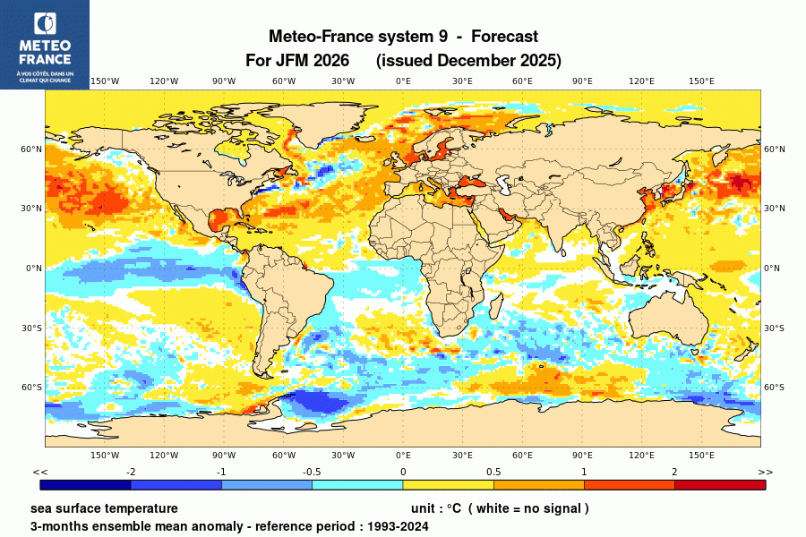 Prévision de l'anomalie de température de surface océanique