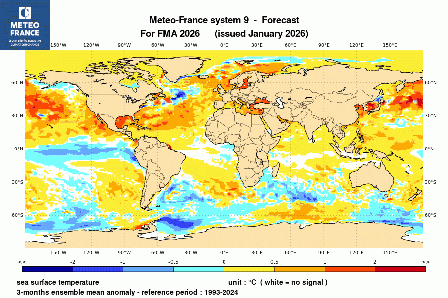 Prévision de l'anomalie de température de surface océanique