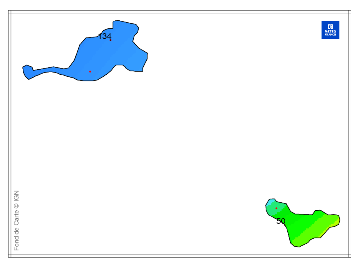 Précipitations mensuelles aux Îles du Nord 