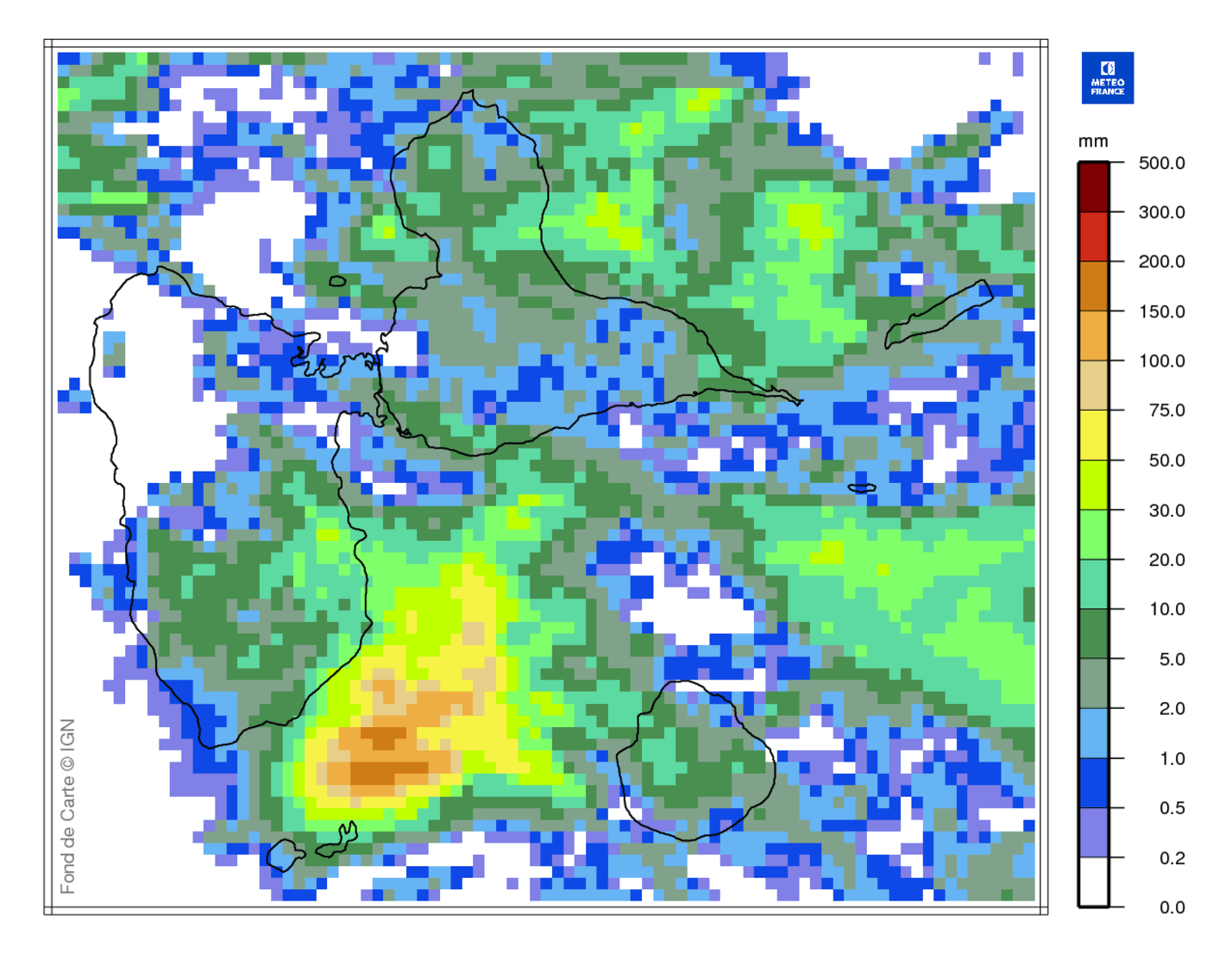 Lame d'eau quotidienne du 9 mars à 8h au 10 mars à 8h