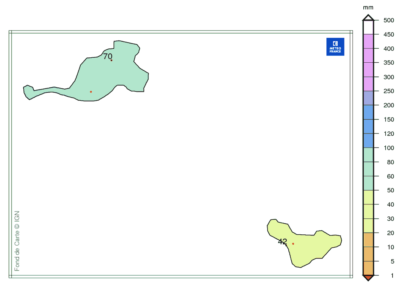Précipitations mensuelles aux Îles du Nord 