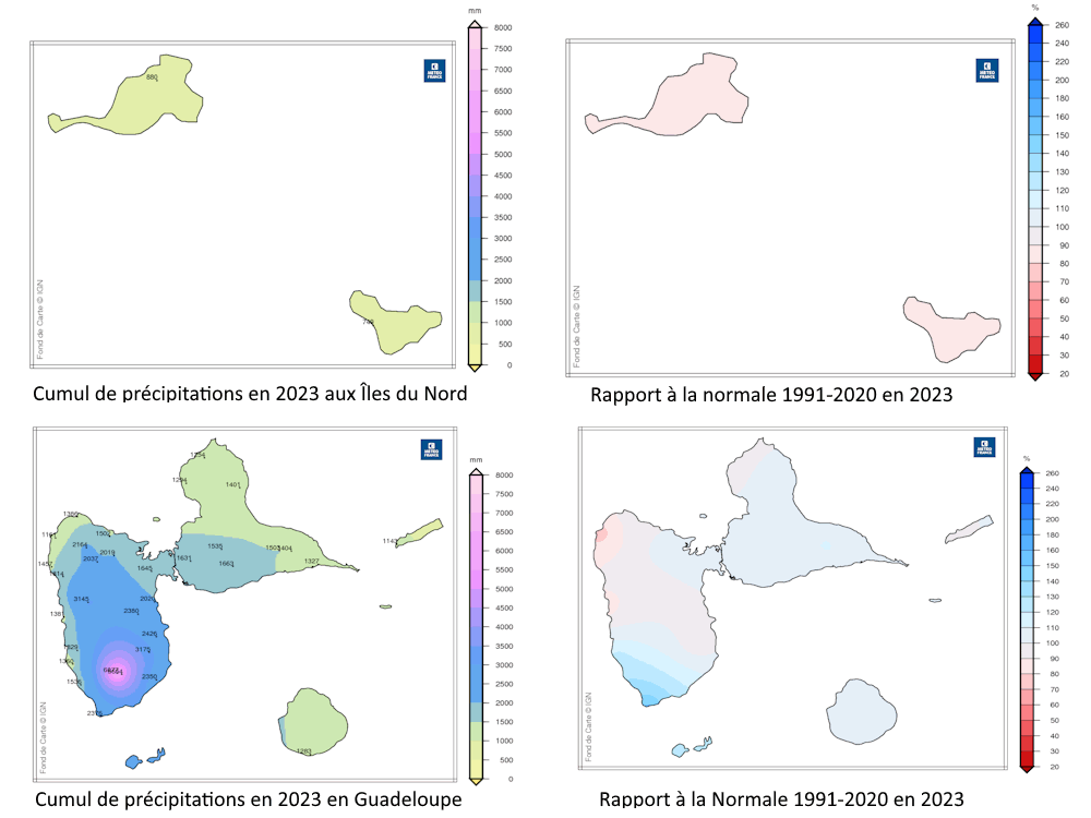 Carte des cumuls pluviométriques en 2023