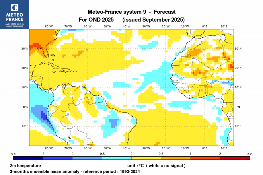 PREVISION SAISONNIERE D'OCTOBRE A DECEMBRE 2025 par Météo-France Guadeloupe