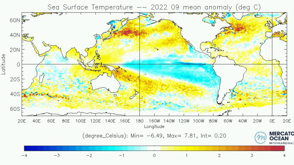 Anomalie de température de la surface de la mer _ Septembre 2022