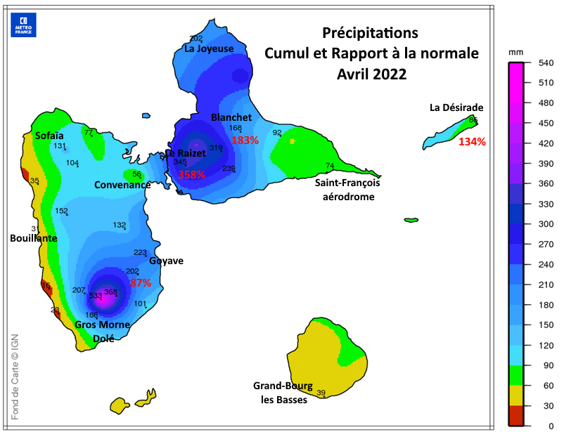précipitations avril 2022