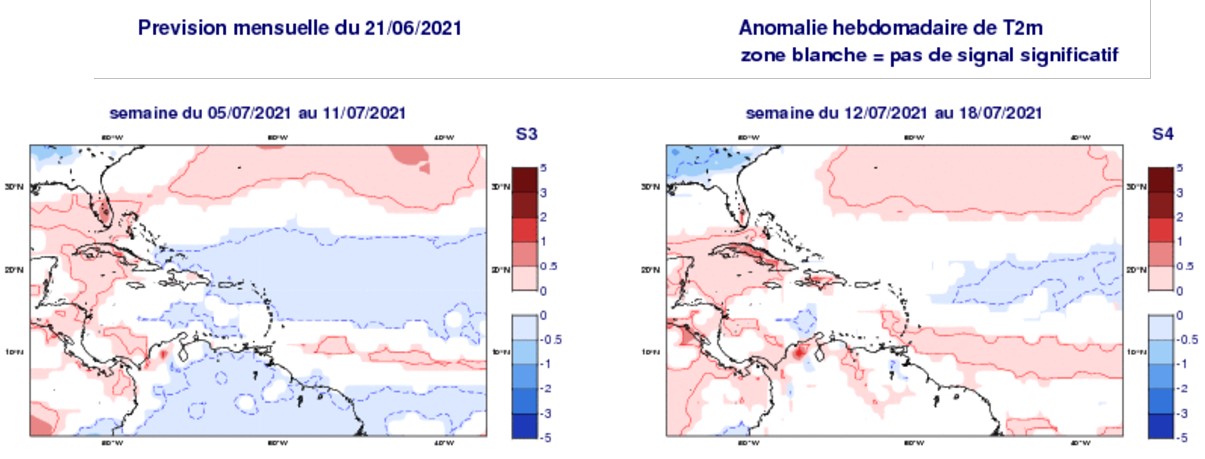 Prévision anomalie de température juillet 2021