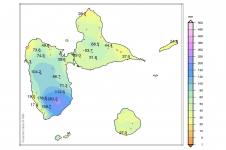 Pluviométrie mensuelle par rapport à la normale de la Guadeloupe, janvier 2021 