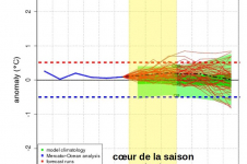 Prévisions d’anomalies de SST dans l’Atlantique Nord du modèle MF-S7 (Météo-France) du mois d’août 2021