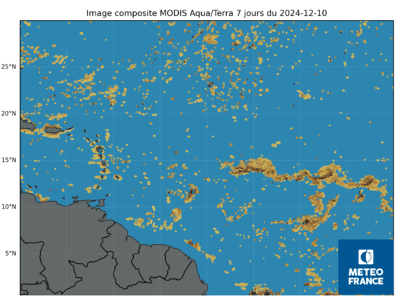 Image satelittaire de MODIS Aqua/Terra (composite de 7j) du 10/12/2024